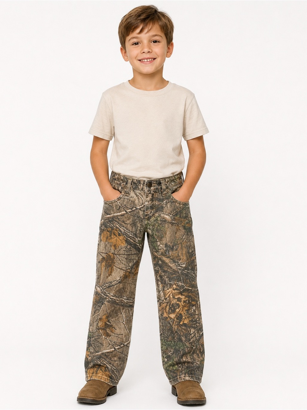 Realtree Kids Camo Straight-Leg Jeans - Brown/Green